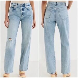Reformation Val 90s Mid Rise Straight Leg Jeans Blue Distressed Folsom Wash 26